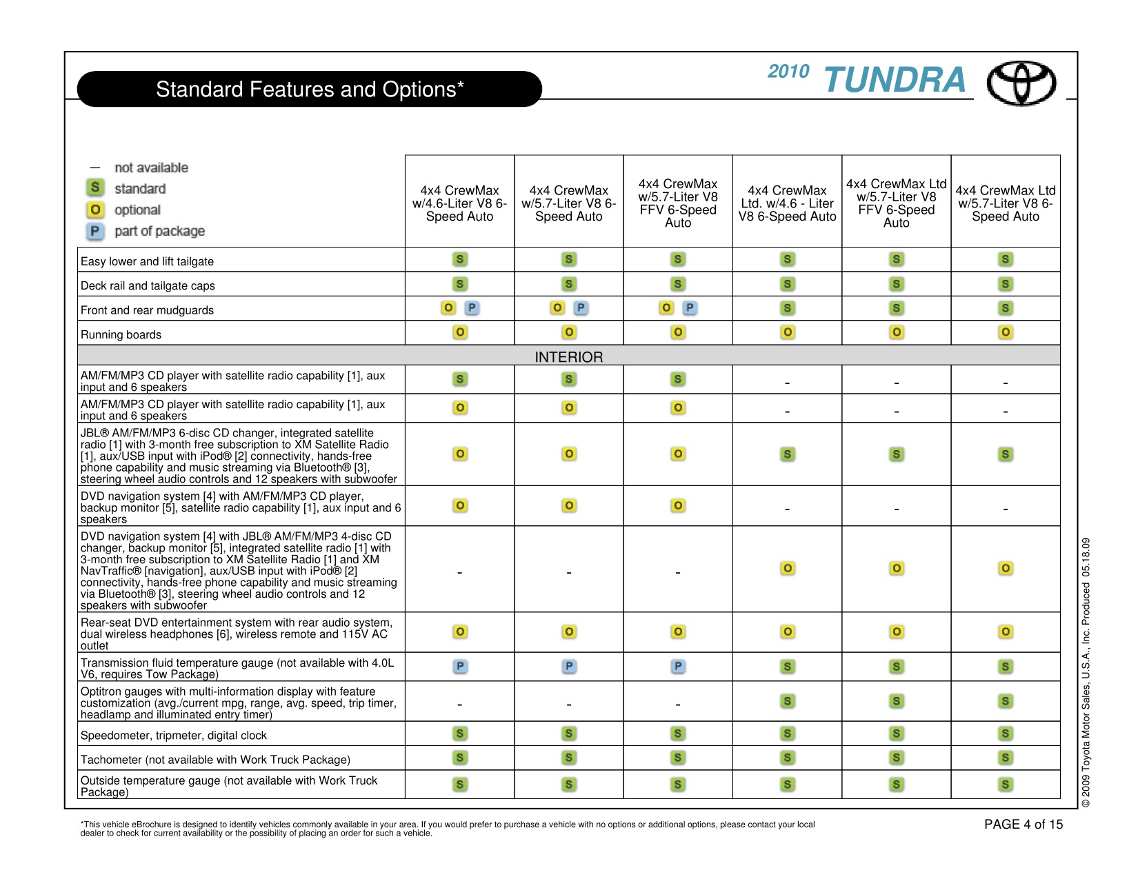 2010 Toyota Tundra CM 4x4 Brochure Page 5